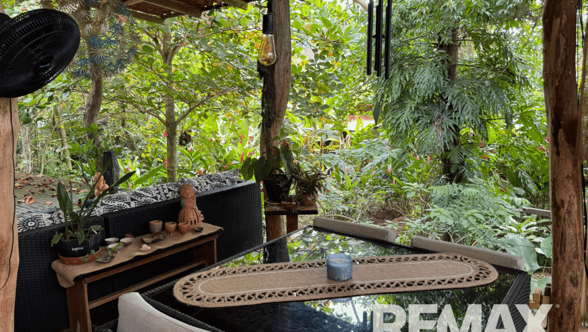 Boutique Caribbean Hotel Brisas del Caribe Owner's Living and Dining Area over looking jungle garden